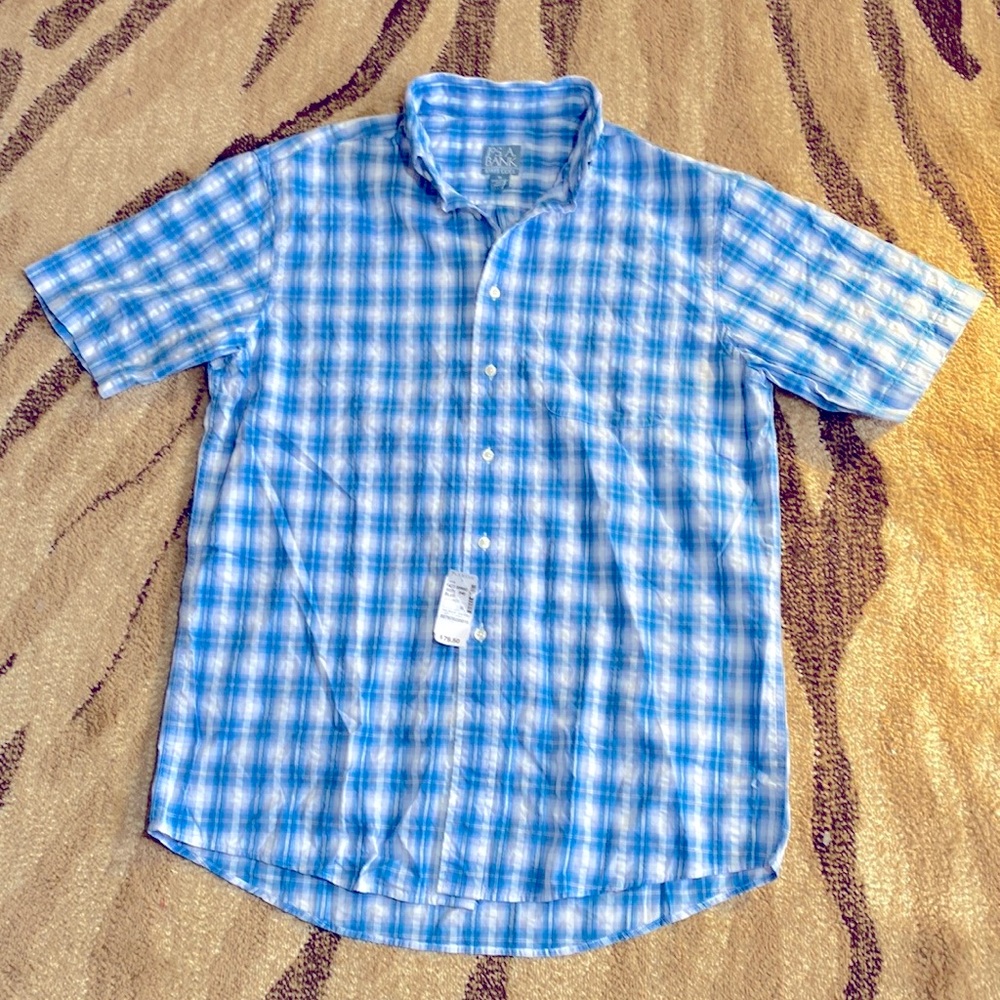 Jos. A. Bank Stay Cool Blue and White Casual Button Down Shirt Men’s M NWT